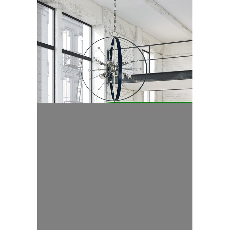 Framburg Nucleus 10Lt Chandelier, Brushed Brass/Black Accents