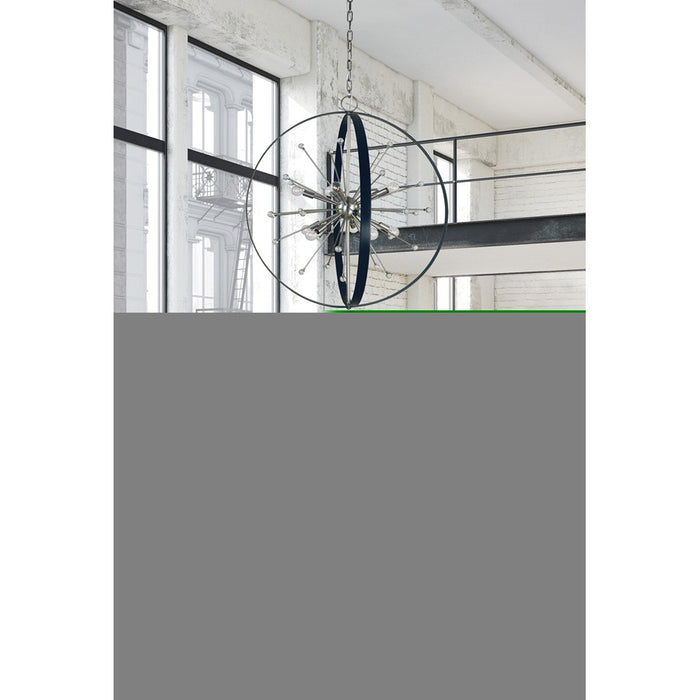 Framburg Nucleus 10Lt Chandelier, Brushed Brass/Black Accents