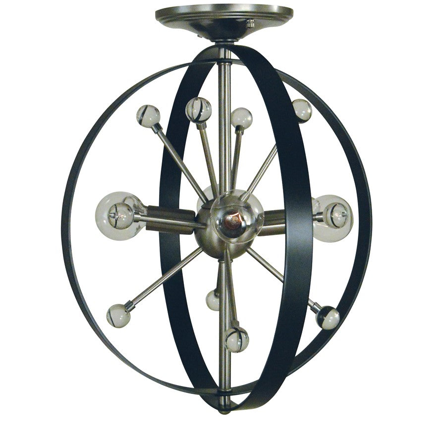 Framburg Nucleus 4Lt Chandelier, Brushed Brass/Black Accents - L1104BR-MBLACK