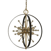 Framburg Nucleus 8Lt Chandelier, Brushed Brass/Black Accents - L1108BR-MBLACK