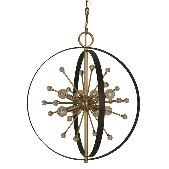 Framburg Nucleus 8Lt Chandelier, Brushed Brass/Black Accents - L1108BR-MBLACK