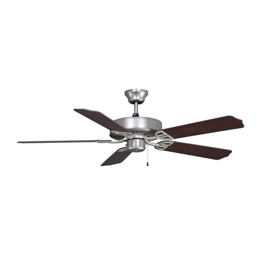 Fanimation Builder Series 52in 5-Blade Ceiling Fan | Satin Nickel Finish and Cherry/Walnut Blades | Bedroom & Living Room | Model BP200SN1