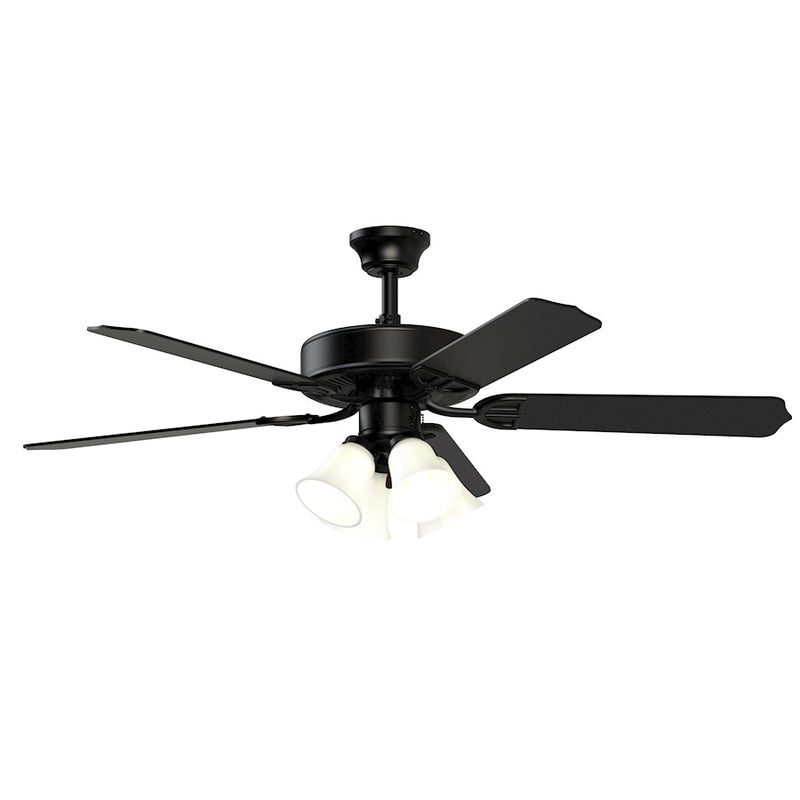 Fanimation Aire Décor 52in 5-Blade Ceiling Fan with Light | Black Finish and Frosted White Glass | Bedroom & Living Room | Model BP210BBL1