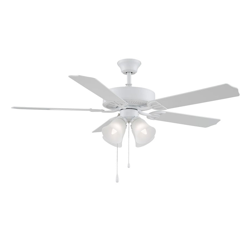 Fanimation Aire Decor 52in 4-Light Ceiling Fan | Matte White and Frosted White Glass | Living Room & Bedroom | 52 x 52 x 19 in | Model BP210BMW1