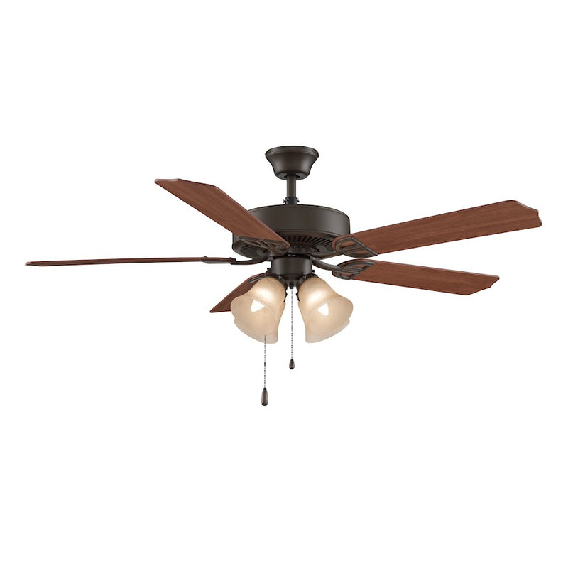 Fanimation Aire Decor 52in 4-Light Ceiling Fan | Oil-Rubbed Bronze and Amber Glass | Living Room & Bedroom | 52 x 52 x 19 in | Model BP210BOB1
