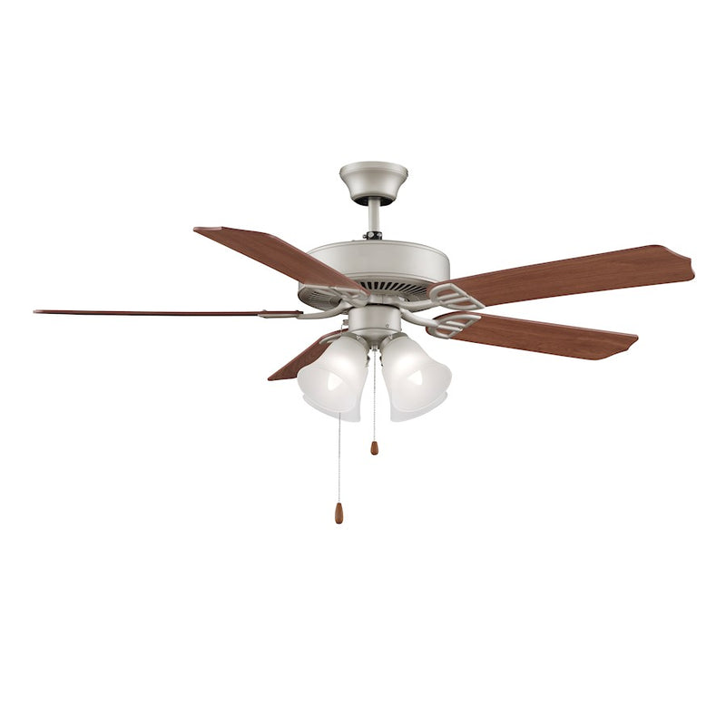 Fanimation Aire Decor 52in 4-Light Ceiling Fan | Satin Nickel and Frosted White Glass | Living Room & Bedroom | 52 x 52 x 19 in | Model BP210BSN1