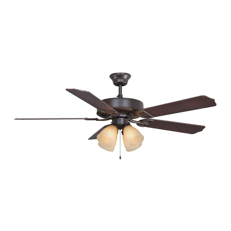 Fanimation Builder Series 52in 4-Light Ceiling Fan Light Kit | Oil Rubbed Bronze and Cherry/Walnut Blades | Living Room & Bedroom | Model BP210OB1