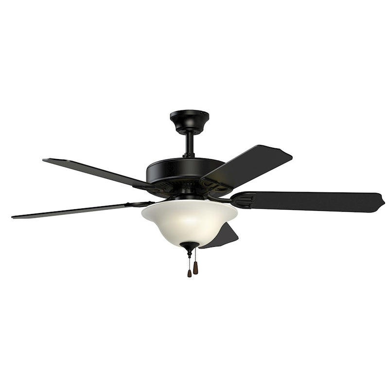 Fanimation Aire Decor 52in Ceiling Fan | Matte Black and Frosted White Glass | Living Room & Bedroom | 52 x 52 x 19.3 in | Model BP220BBL1