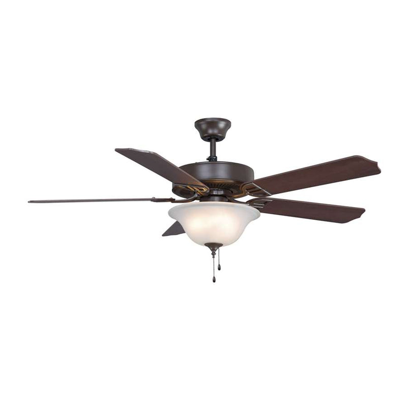 Fanimation Builder Series 52in 4-Light Ceiling Fan Light Kit | Oil-Rubbed Bronze and Cherry/Walnut Blades | Living Room & Bedroom | Model BP225OB1