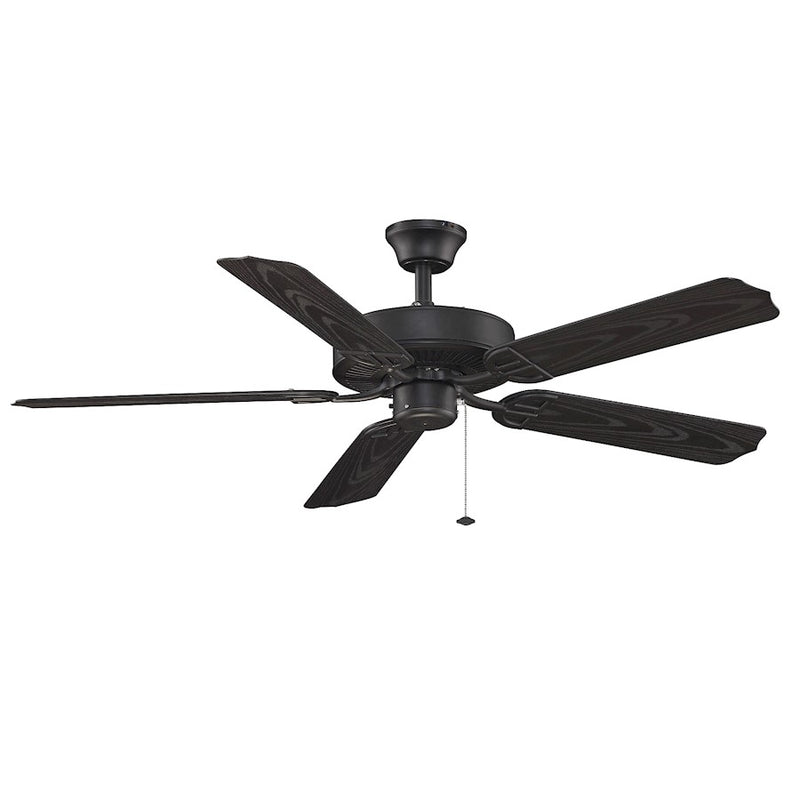 Fanimation Builder Series 52in Ceiling Fan | Matte Black and Black Blades | Covered Patio & Living Room | 52 x 52 x 13 in | Model BP230BL1