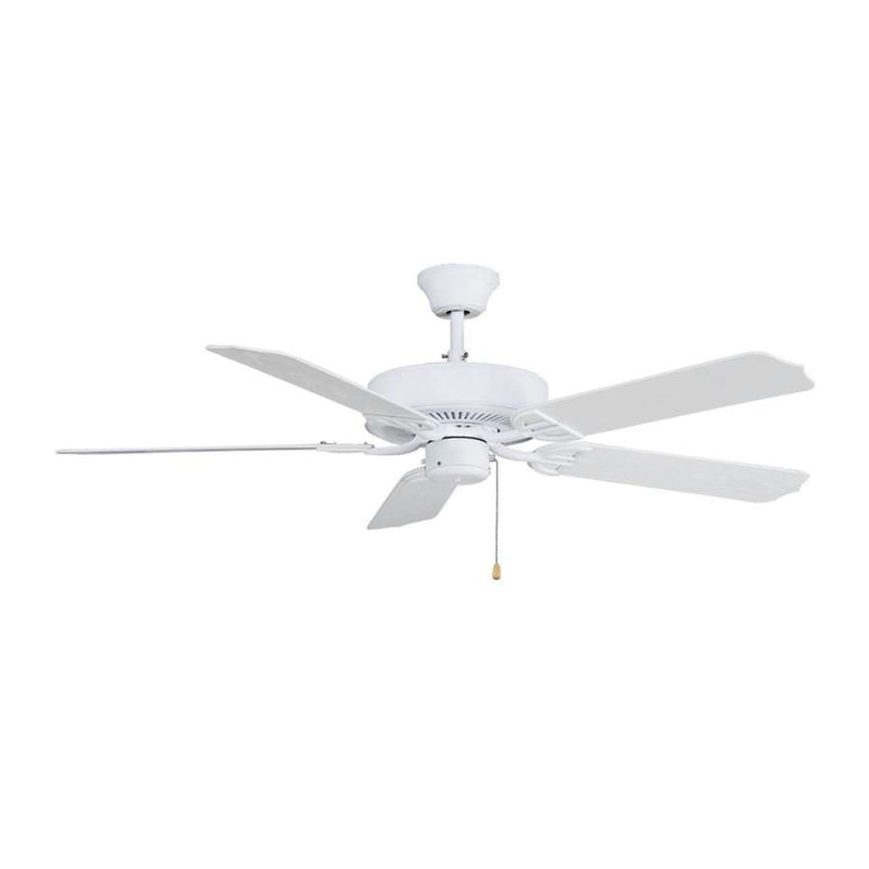 Fanimation Builder Series 52in Ceiling Fan | Matte White and White Blades | Covered Patio & Living Room | 52 x 52 x 13 in | Model BP230MW1