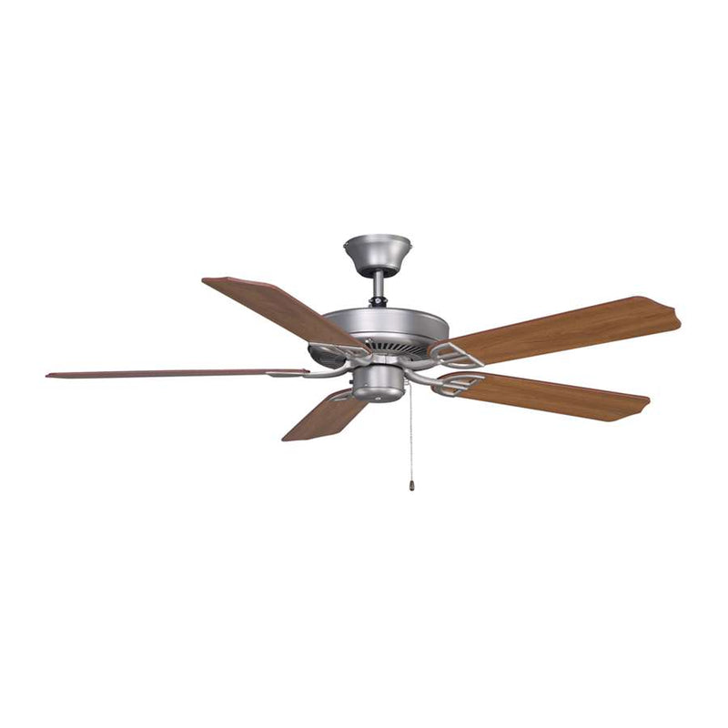 Fanimation Builder Series 52in 5-Blade Ceiling Fan | Satin Nickel and Cherry/Walnut Blades | Covered Patio & Large Rooms | Model BP230SN1