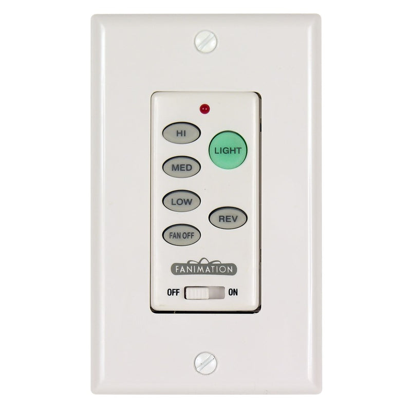 Fanimation Wall Control Fan & Light 3-Speed Reversing | White Finish | Bedroom & Living Room Fan Control | 4.5 x 2.75 x 2 in | Model C21