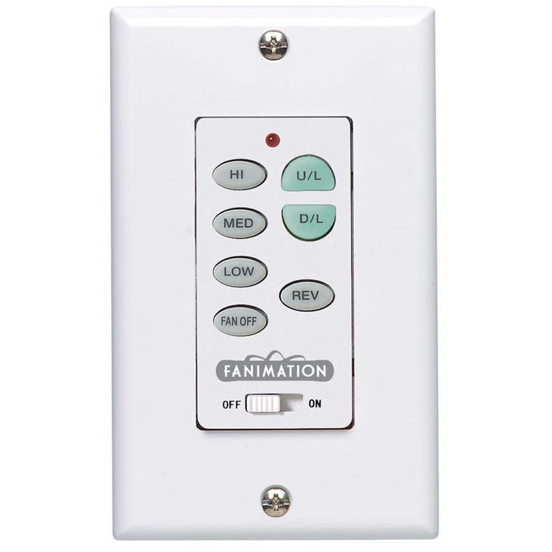 Fanimation Wall Control Fan & Light 3-Speed Reversing | White Finish | Bedroom & Living Room Fan Control | 4.5 x 2.75 x 2 in | Model C23