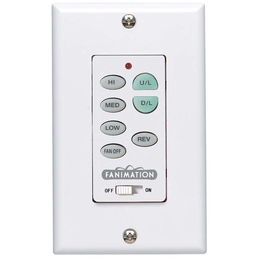 Fanimation Wall Control Fan & Light 3-Speed Reversing | White Finish | Bedroom & Living Room Fan Control | 4.5 x 2.75 x 2 in | Model C23