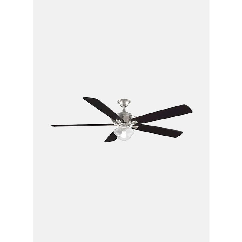 Fanimation Distinction DC Motor Ceiling Fan | Brushed Nickel 5-Blade | 54-72in Blades, Damp Rated | 7680 CFM High | Model D1BN