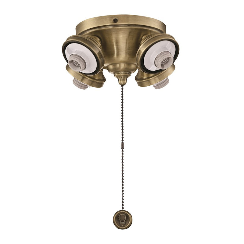 Fanimation Fitters 8in 4-Light Fitter | Antique Brass Metal | Ceiling Fan Light | 8 x 8 x 4 in | Model F8AB