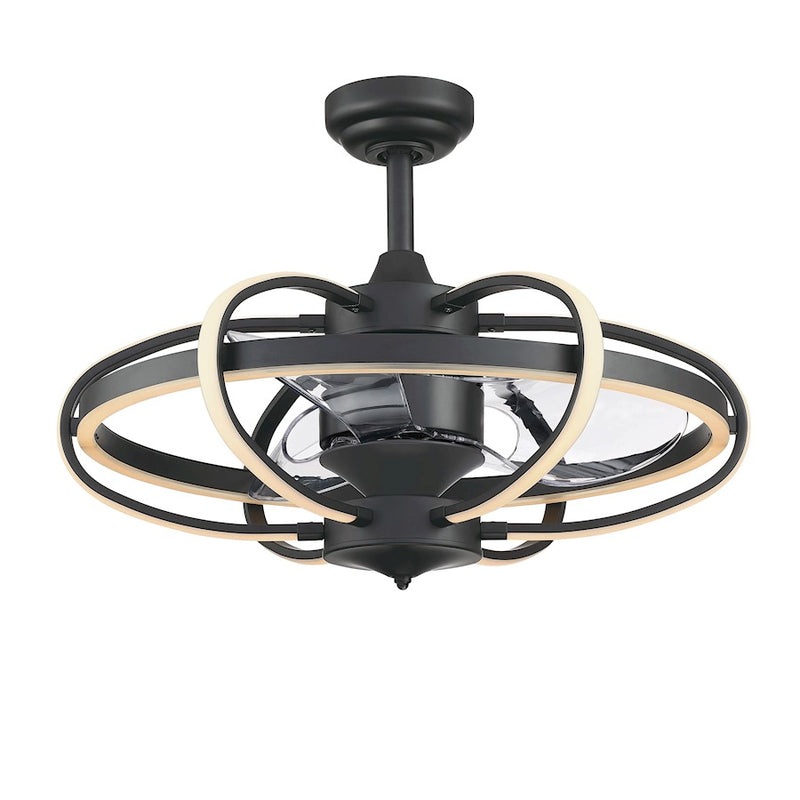 Fanimation Obvi 22in 3-Light Ceiling Fan | Black and Clear Composite Blades | Bedroom & Kitchen | 26 x 26 x 20 in | Model FP3050BL