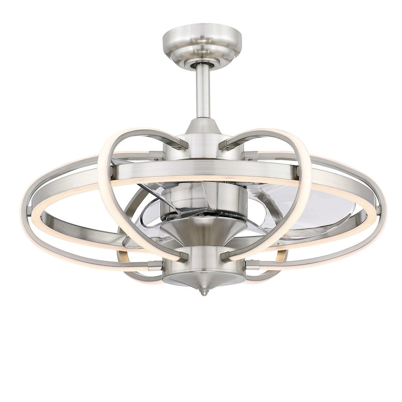 Fanimation Obvi 22in 3-Light LED Ceiling Fan | Brushed Nickel and Clear Composite Blades | Bedroom & Living Room | 26 x 26 x 20 in | Model FP3050BN