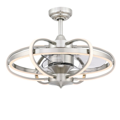 Fanimation Obvi 22in 3-Light LED Ceiling Fan | Brushed Nickel and Clear Composite Blades | Bedroom & Living Room | 26 x 26 x 20 in | Model FP3050BN