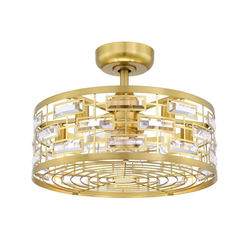 Fanimation Klout 22in 5-Light LED Fandelier | Brushed Satin Brass and Clear Composite Blades | Bedroom & Living Room | Model FP3070BS