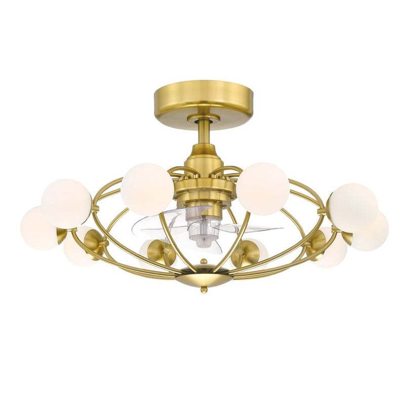 Fanimation Kerring 32" Ceiling Fan/LED Light Kit, Brass/Clear Blades - FP3073BS