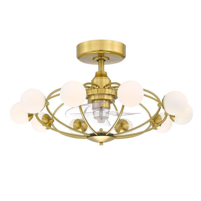 Fanimation Kerring 32in 10-Light LED Fandelier | Brushed Satin Brass and Clear Composite Blades | Bedroom & Living Room | Model FP3073BS