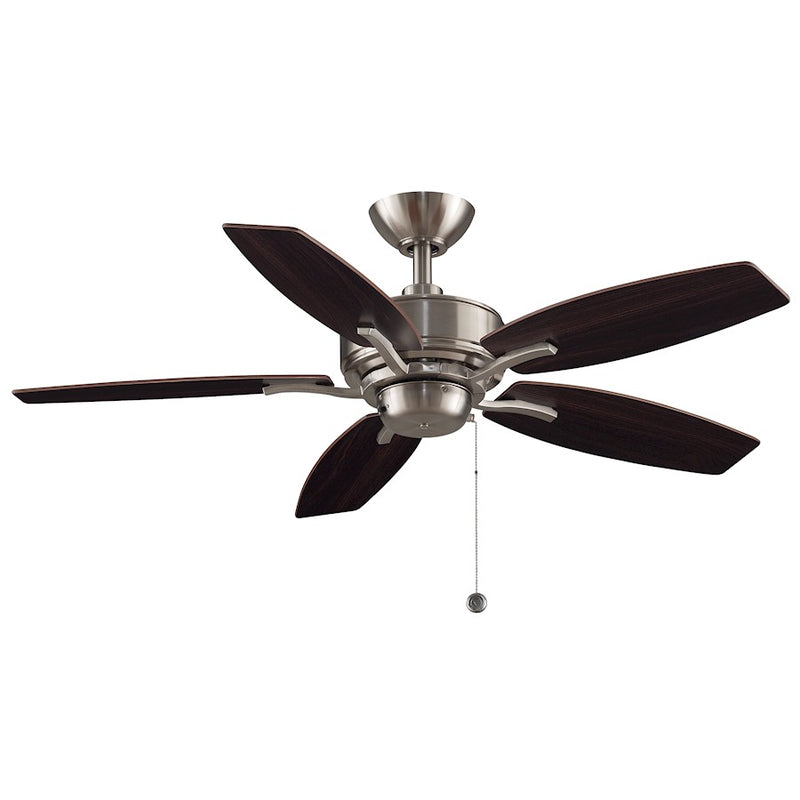 Fanimation Aire Deluxe 44in 5-Blade Ceiling Fan | Brushed Nickel and Cherry/Dark Walnut Wood Blades | Bedroom & Living Room | Model FP6244BN