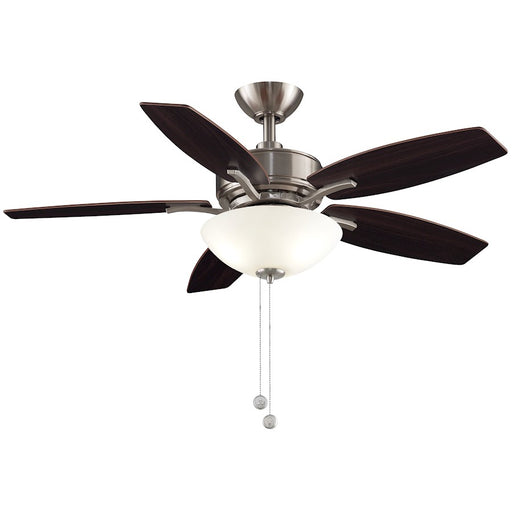 Fanimation Aire Deluxe 44in 5-Blade Ceiling Fan with Light | Brushed Nickel and Cherry/Dark Walnut Wood Blades | Bedroom & Living | Model FP6245BBN