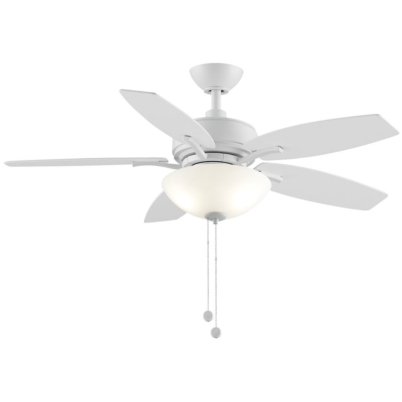 Fanimation Aire Deluxe 52in 5-Blade Ceiling Fan | Transitional Matte White and White Blades | Bedroom & Living Room | Model FP6285BMW