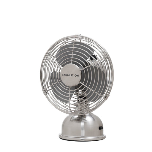 Fanimation Junior Breeze 5in Portable Fan | Brushed Nickel Metal | Desk & Personal Cooling | 5 x 5 x 7 in | Model FP6272BN