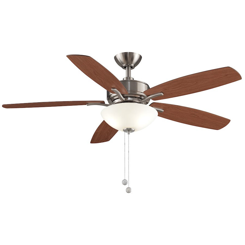 Fanimation Aire Deluxe 52in 5-Blade Ceiling Fan with Light | Brushed Nickel and Cherry/Walnut Wood | Bedroom & Living Room | Model FP6285BBN