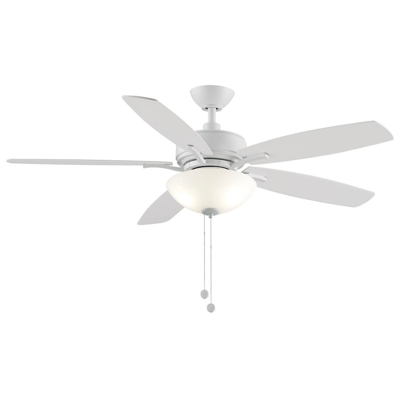 Fanimation Aire Deluxe 52in 5-Blade Ceiling Fan | Transitional Matte White and White Blades | Bedroom & Living Room | Model FP6285BMW