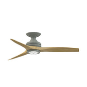 Fanimation Spitfire 48in Flush 3-Blade Ceiling Fan with LED Light | Antique Graphite and Natural Buttonwood | Covered | Model FP6721BAGP-48N-LK-F