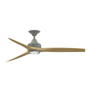 Fanimation Spitfire 60in 3-Blade Ceiling Fan with LED Light Kit | Antique Graphite and Natural Buttonwood | Covered Patio | Model FP6721BAGP-60N-LK