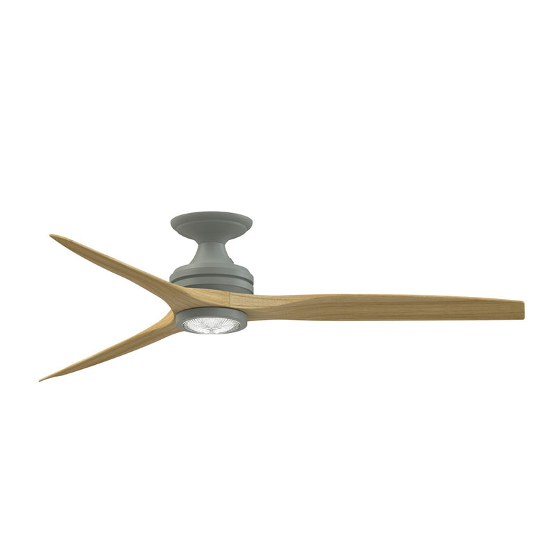 Fanimation Spitfire 60in Flush 3-Blade Ceiling Fan with LED Light Kit | Antique Graphite and Natural Buttonwood | Covered | Model FP6721BAGP-60N-LK-F