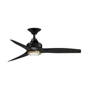 Fanimation Spitfire 48in 3-Blade Ceiling Fan with Brushed Satin Brass LED Light Kit | Black Buttonwood and Black Blades | Model FP6721BBL-48BL-LKBBS