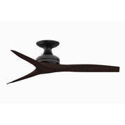 Fanimation Spitfire 48in Flush Ceiling Fan | Industrial Black with Dark Walnut Buttonwood Blades | Covered Patio & Sunroom | Model FP6721BBL-48DWA-F