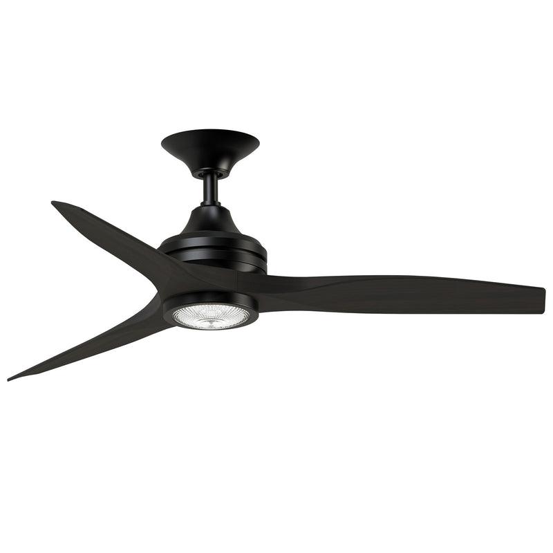 Fanimation Spitfire 48in 1-Light Ceiling Fan | Black and Dark Walnut Buttonwood | Covered Patio & Sunroom | Model FP6721BBL-48DWA-LK