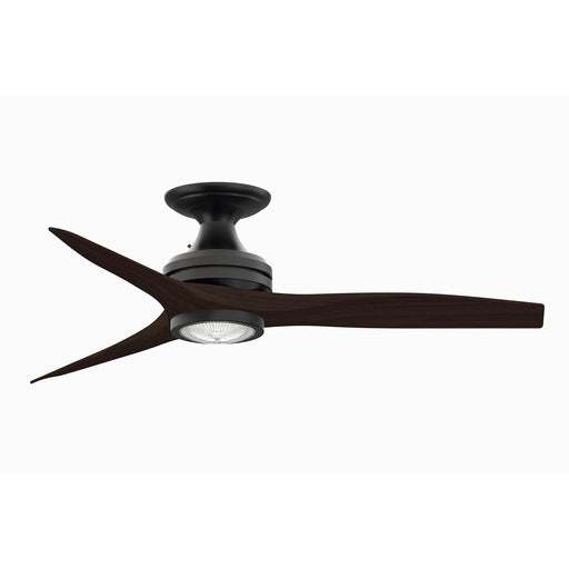 Fanimation Spitfire 48in Flush 1-Light Ceiling Fan | Black and Dark Walnut Buttonwood | Low Ceiling & Sunroom | Model FP6721BBL-48DWA-LK-F