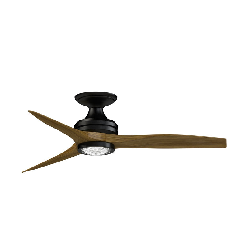 Fanimation Spitfire 48in 3-Light Flush Ceiling Fan | Black and Koa Wood Blades | Covered Patio & Sunroom | Model FP6721BBL-48K-LK-F