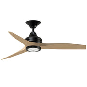 Fanimation Spitfire 48in 1-Light LED Ceiling Fan | Black and Natural Buttonwood Blades | Covered Patio, Porch & Sunroom | Model FP6721BBL-48N-LK