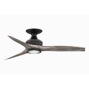 Fanimation Spitfire 48in Flush 3-Light LED Ceiling Fan | Black and Weathered Wood | Covered Patio & Low Ceilings | Model FP6721BBL-48WE-LK-F