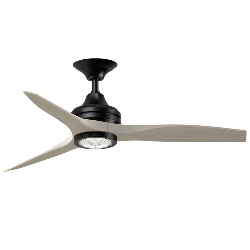 Fanimation Spitfire 48in 1-Light LED Ceiling Fan | Modern Black and White Washed Buttonwood Blades | Covered Patio | Model FP6721BBL-48WW-LK
