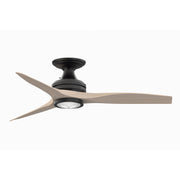 Fanimation Spitfire 48in Flush 1-Light LED Ceiling Fan | Modern Black and White Washed Buttonwood Blades | Covered Patio | Model FP6721BBL-48WW-LK-F