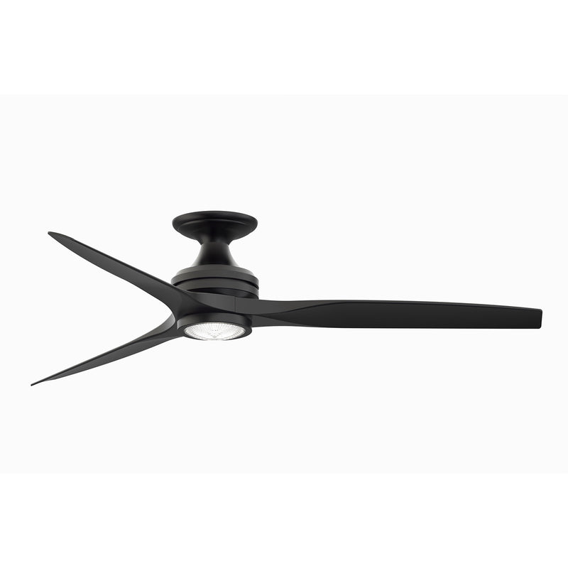 Fanimation Spitfire 60in Flush 1-Light Ceiling Fan | Black Buttonwood and Black LED | Covered Patio & Porch | Model FP6721BBL-60BL-LK-F
