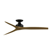 Fanimation Spitfire 60in Flush 3-Blade Ceiling Fan | Black and Koa Wood Blades | Covered Patio, Porch, Sunroom, Bathroom | Model FP6721BBL-60K-F