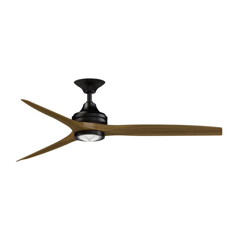 Fanimation Spitfire 60in 3-Blade Ceiling Fan with LED Light Kit | Black and Koa Wood Blades | Covered Patio, Porch, Sunroom | Model FP6721BBL-60K-LK