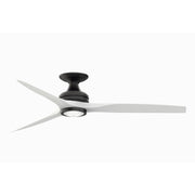 Fanimation Spitfire 60in Flush 3-Blade LED Ceiling Fan | Black and Matte White | Covered Patio & Low Ceiling | Model FP6721BBL-60MW-LK-F