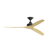 Fanimation Spitfire 60in 3-Blade Ceiling Fan | Black and Natural Buttonwood | Covered Patio, Porch & Sunroom | 5227 CFM, Damp | Model FP6721BBL-60N